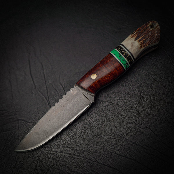 Bushcraft Knife – N690 Steel, Blackwood & Fallow Antler