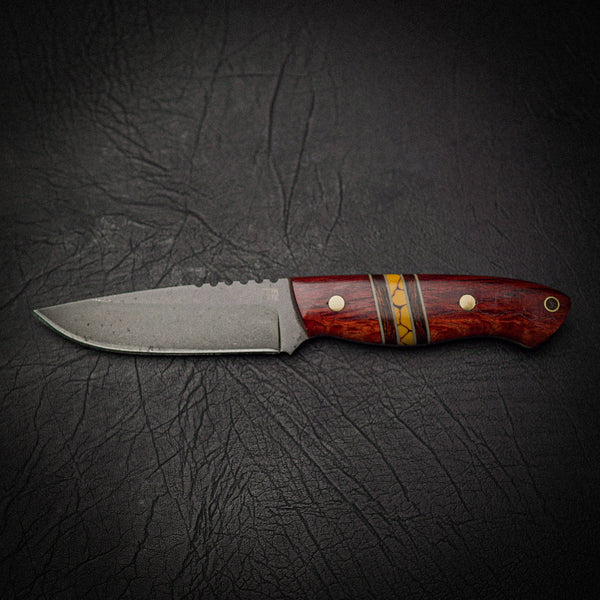 Bushcraft Knife – D2 Steel & Lace Sheoak Inlay
