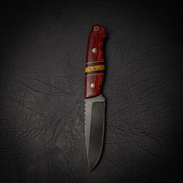 Bushcraft Knife – D2 Steel & Lace Sheoak Inlay