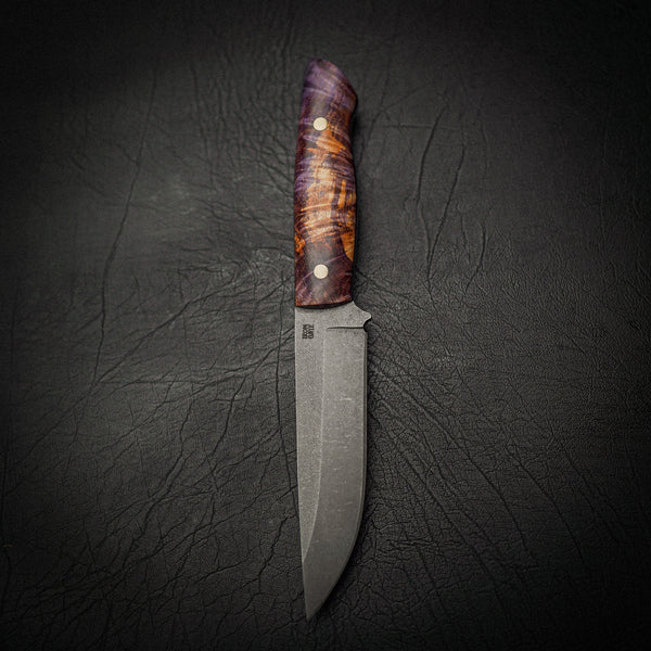 Long Bushcraft Knife – N690 Steel & Purple Maple Burl