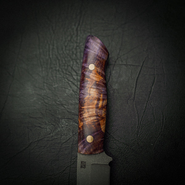 Long Bushcraft Knife – N690 Steel & Purple Maple Burl