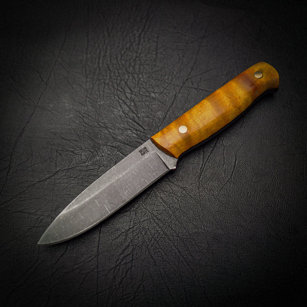 Bushcraft Knife – N690 Steel & Yellow Dyed Maple