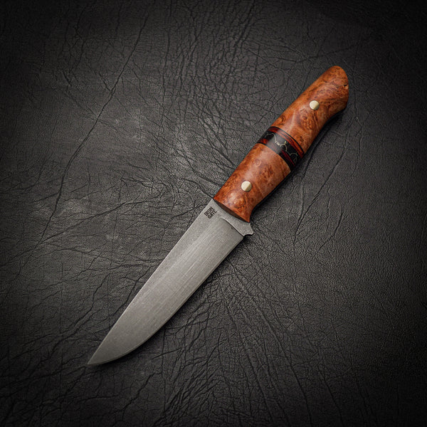 Long Bushcraft Knife – N690 Steel & Maple Burl