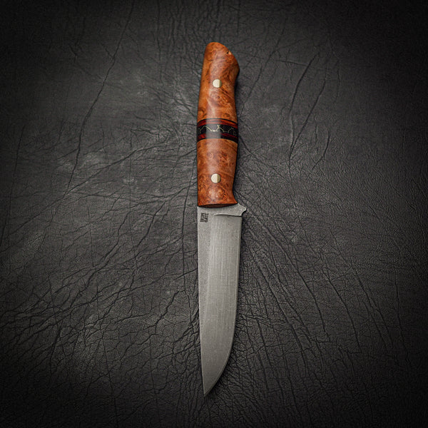 Long Bushcraft Knife – N690 Steel & Maple Burl
