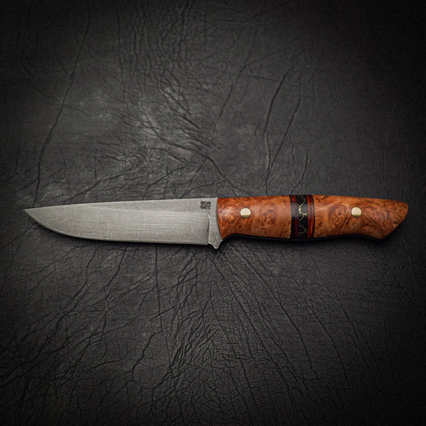 Long Bushcraft Knife – N690 Steel & Maple Burl