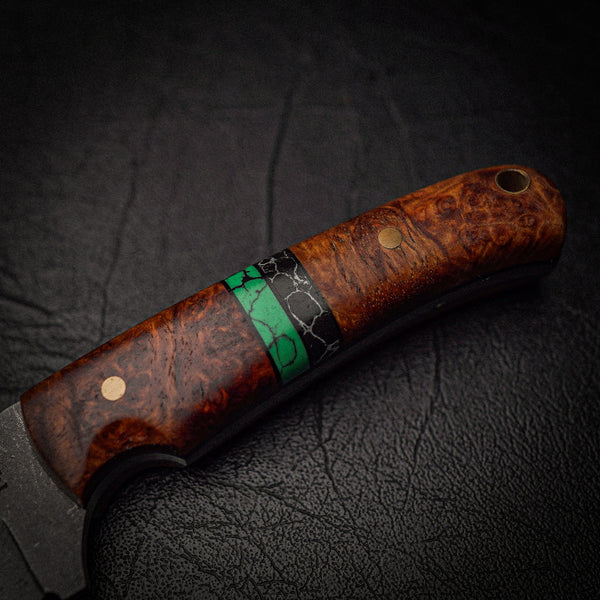 Stonewashed Tanto with Segmented Amboyna Burl Handle