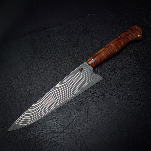 70-Layer Stainless Damascus Chef Knife with Ringed Gidgee Handle