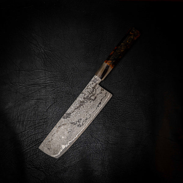 M390 San Mai Nakiri, Stabilised & Dyed Birch