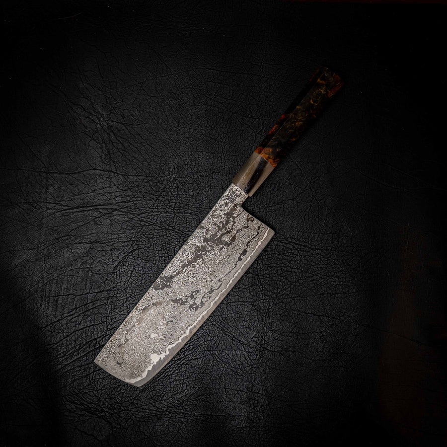 M390 San Mai Nakiri, Stabilised & Dyed Birch
