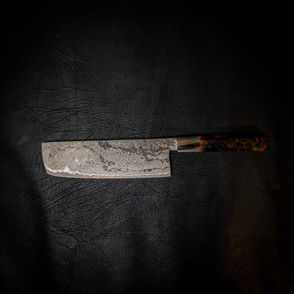 M390 San Mai Nakiri, Stabilised & Dyed Birch