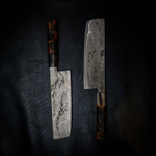 M390 San Mai Nakiri, Stabilised & Dyed Birch