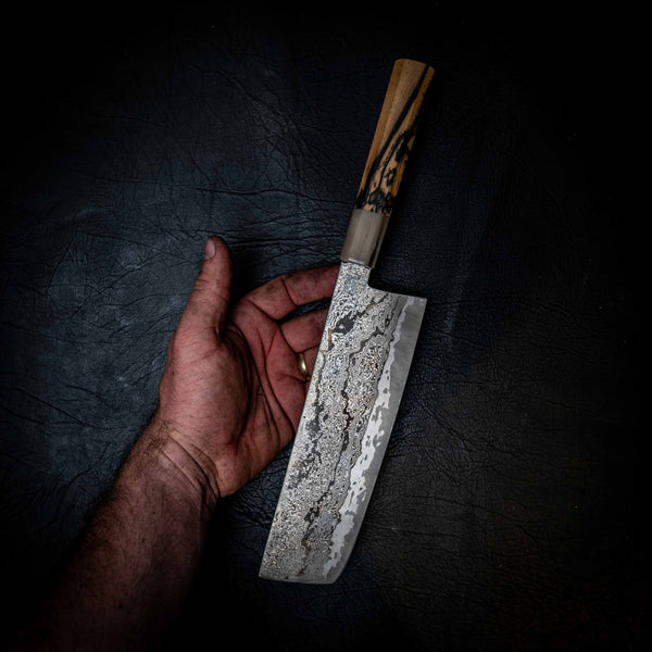 M390 San Mai Nakiri - Black & White Sandalwood