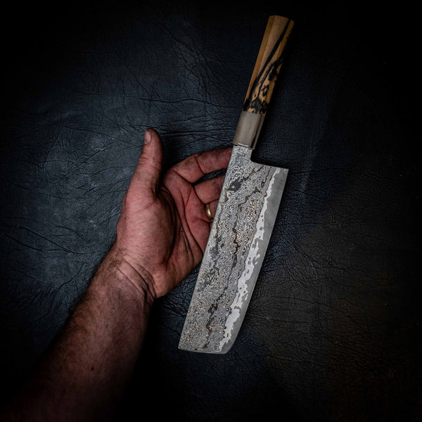 M390 San Mai Nakiri - Black & White Sandalwood
