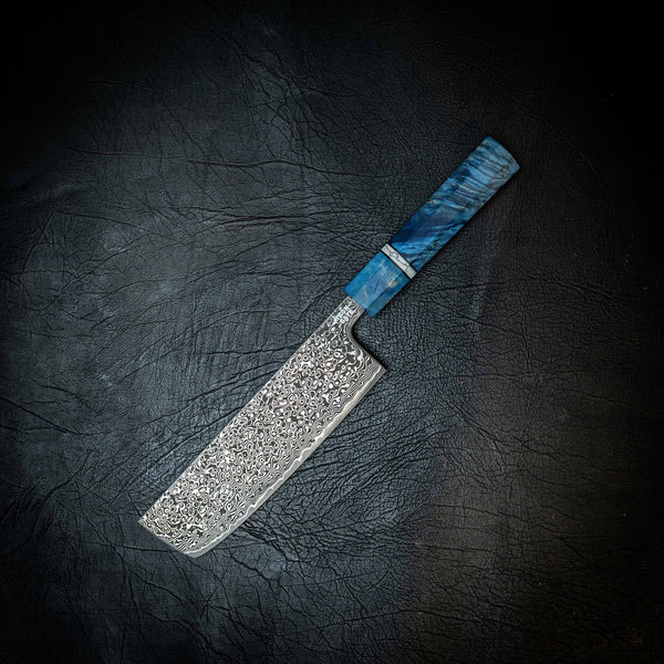 Stainless Raindrop Damascus Kitchen Set — Kiritsuke, Gyuto & Nakiri
