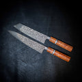 Stainless Raindrop Damascus Kitchen Pair — Kiritsuke & Gyuto