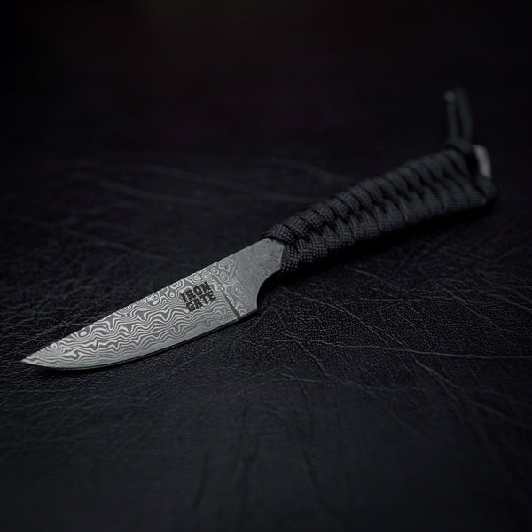 Damascus Paracord Utility Knife (Black)