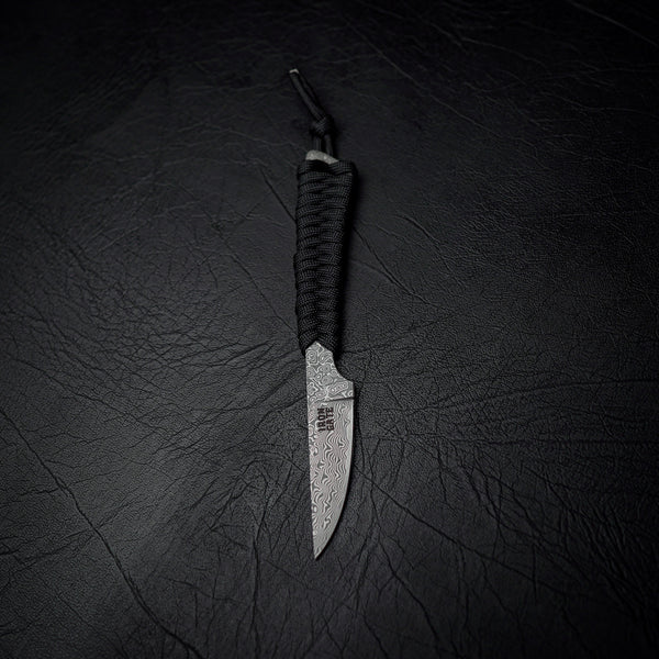 Damascus Paracord Utility Knife (Black)