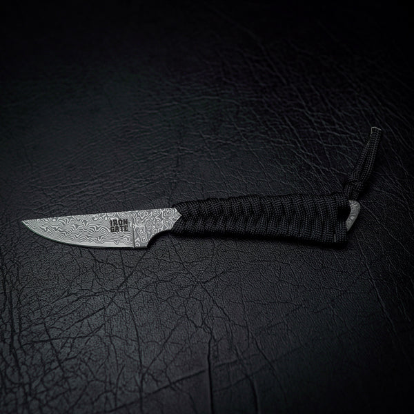 Damascus Paracord Utility Knife (Black)