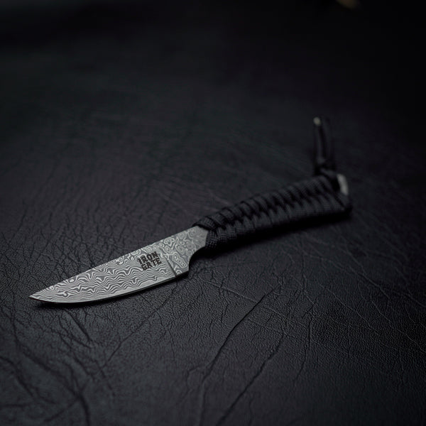Damascus Paracord Utility Knife (Black)
