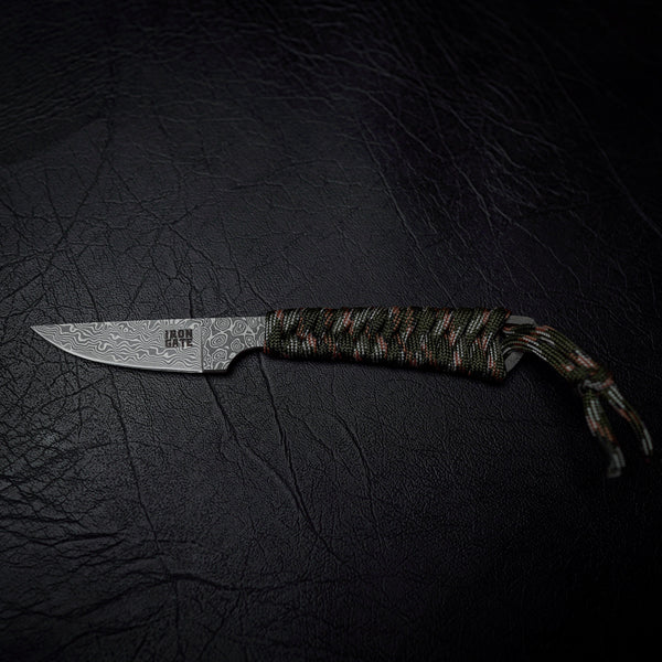 Damascus Paracord Utility Knife (Green Camo)