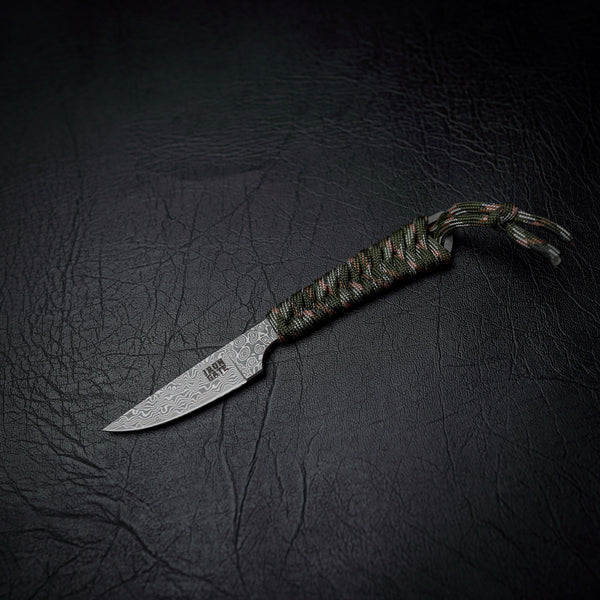 Damascus Paracord Utility Knife (Green Camo)