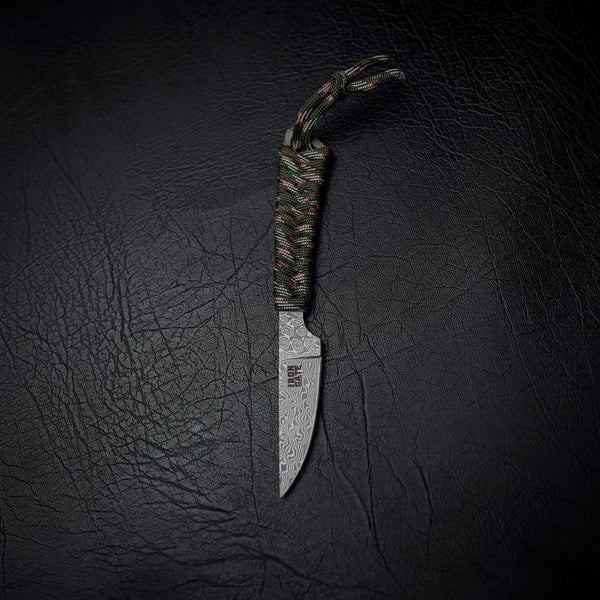 Damascus Paracord Utility Knife (Green Camo)