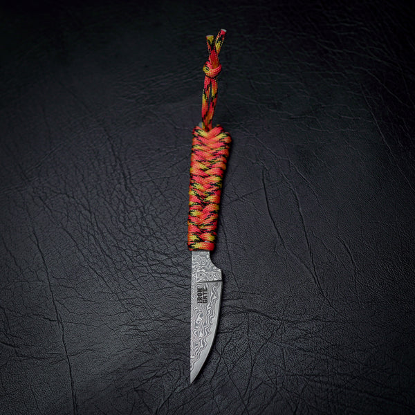 Damascus Paracord Utility Knife (Yellow, Orange, Black)