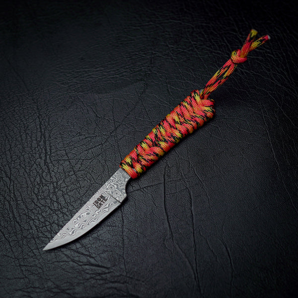 Damascus Paracord Utility Knife (Yellow, Orange, Black)