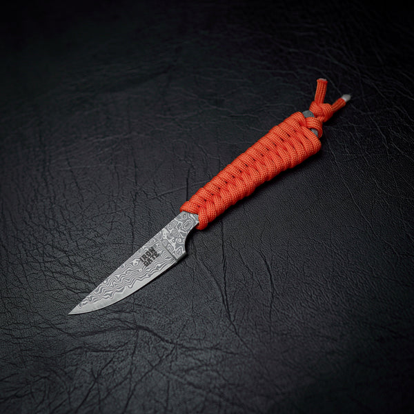 Damascus Paracord Utility Knife (Blaze Orange)