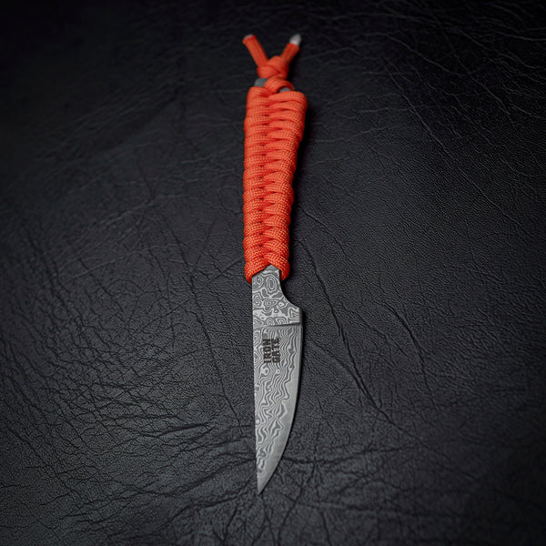 Damascus Paracord Utility Knife (Blaze Orange)