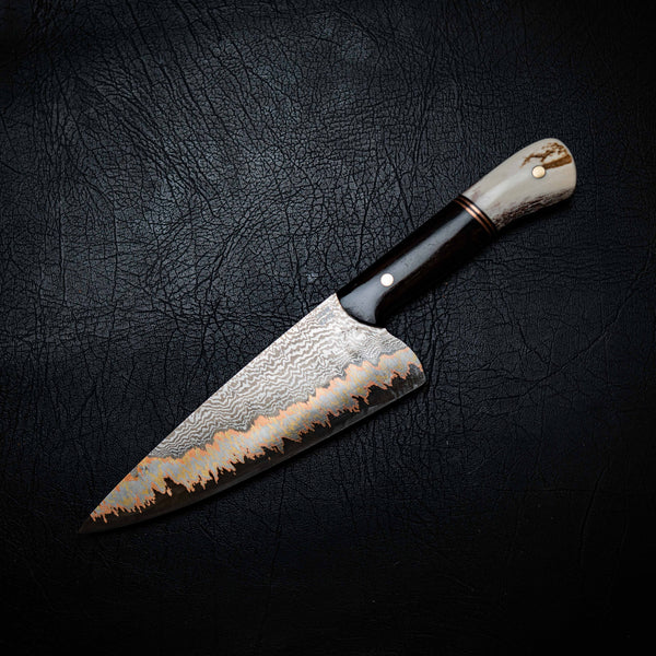 Chef Knife — Coppermascus San Mai | African Blackwood & Antler