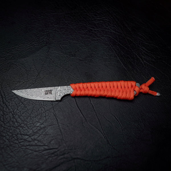 Damascus Paracord Utility Knife (Blaze Orange)