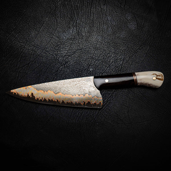Chef Knife — Coppermascus San Mai | African Blackwood & Antler