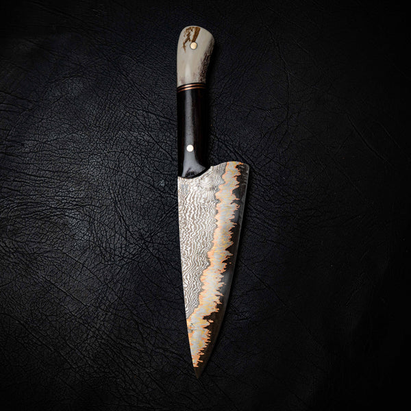 Chef Knife — Coppermascus San Mai | African Blackwood & Antler
