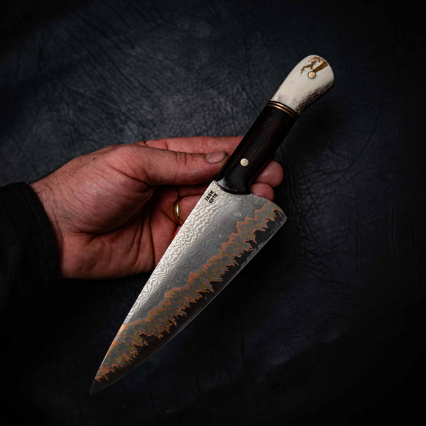 Chef Knife — Coppermascus San Mai | African Blackwood & Antler