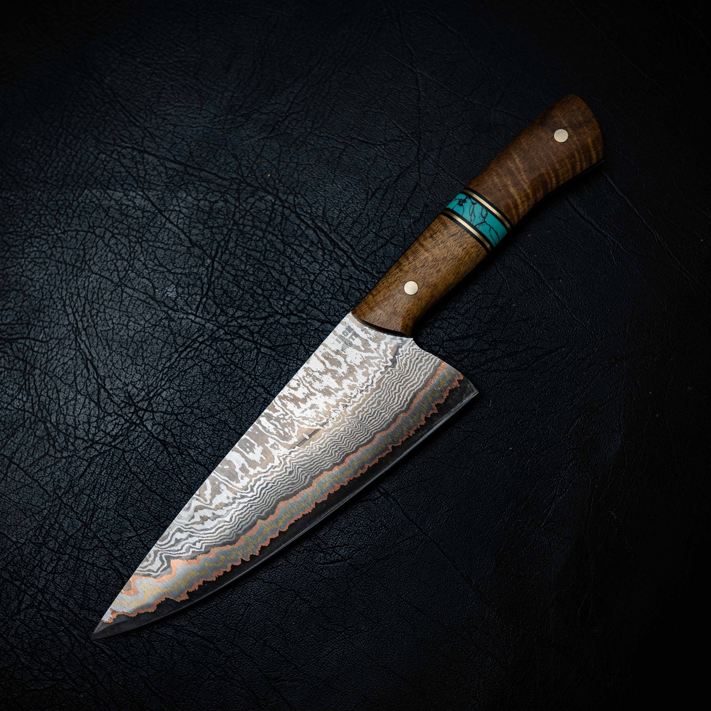 Chef Knife — Coppermascus San Mai | Figured Acacia & TruStone