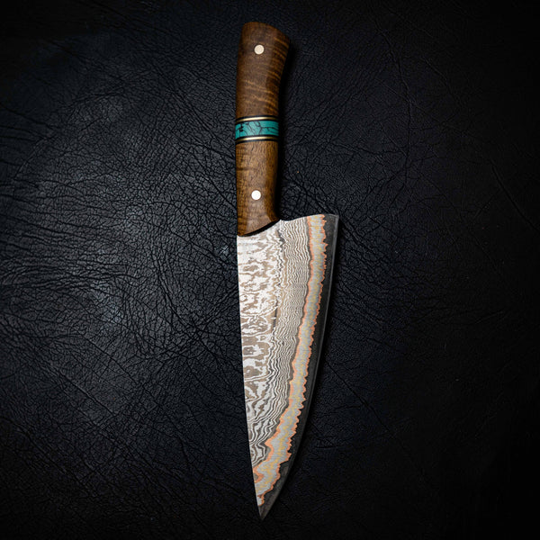 Chef Knife — Coppermascus San Mai | Figured Acacia & TruStone