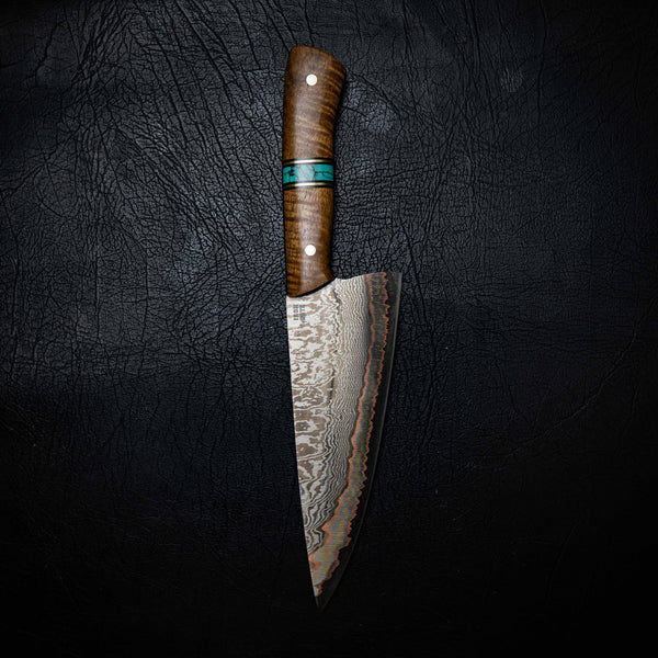 Chef Knife — Coppermascus San Mai | Figured Acacia & TruStone