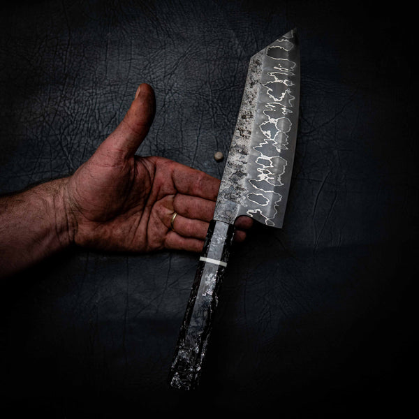 Pre-Order — Santoku | 52100 San Mai, Carbon Fibre Wa Handle