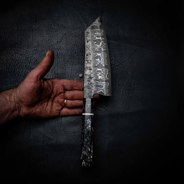 Pre-Order — Santoku | 52100 San Mai, Carbon Fibre Wa Handle