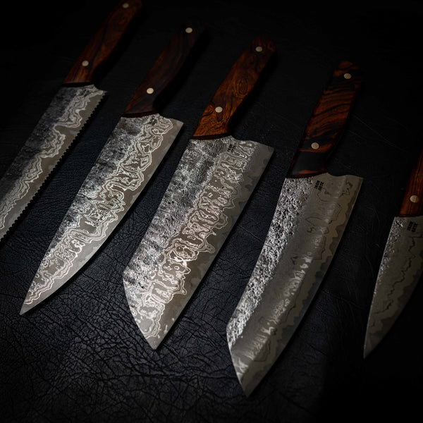 Pre-Order — Santoku | Stainless Damascus San Mai, Arizona Ironwood