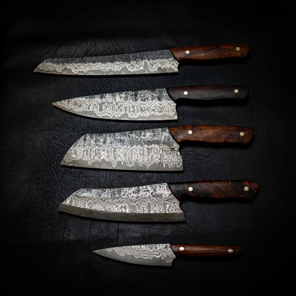 Pre-Order — Santoku | Stainless Damascus San Mai, Arizona Ironwood