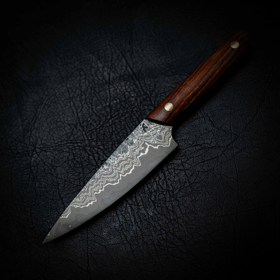 Paring Knife | Stainless Damascus San Mai, Arizona Ironwood