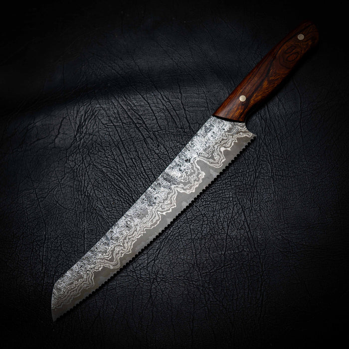 Bread Knife | Stainless Damascus San Mai, Arizona Ironwood