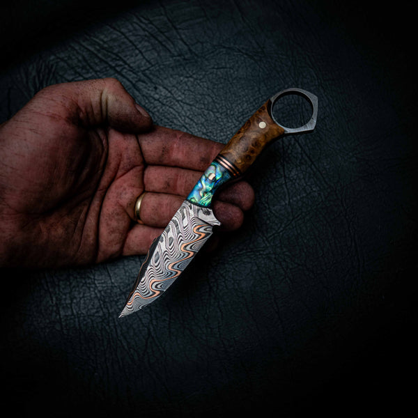 Pre-Order — Mini Hunter | Bakers Forge Cumai Damascus, Abalone & York Gum Burl