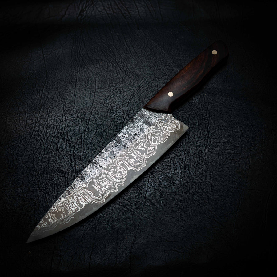Chef Knife | Stainless Damascus San Mai, Arizona Ironwood