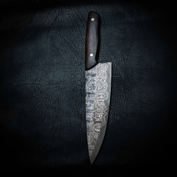 Pre-Order — Chef Knife | Stainless Damascus San Mai, Arizona Ironwood