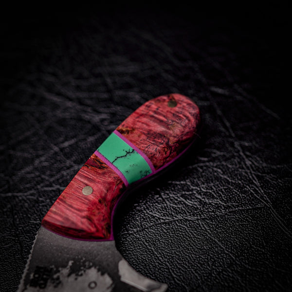 Drop Bear Mini EDC Knife – 440C Stainless & Pink Dyed Birch