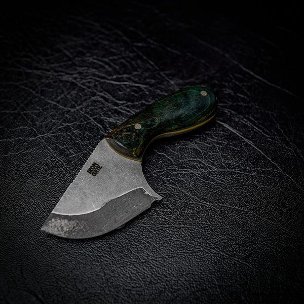 Drop Bear Mini EDC Knife – 440C Stainless & Green Maple Burl