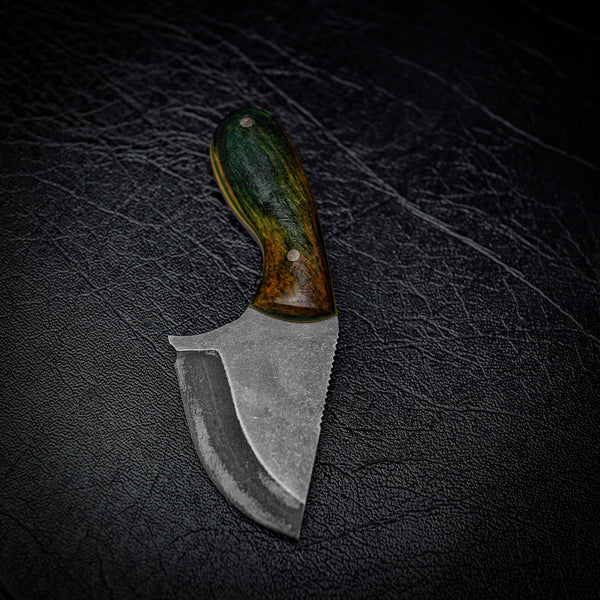 Drop Bear Mini EDC Knife – 440C Stainless & Green Maple Burl